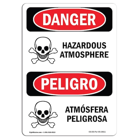 Signmission Safety Sign, OSHA Danger, 10" Height, Aluminum, Hazardous Atmosphere Bilingual Spanish OS-DS-A-710-VS-1811
